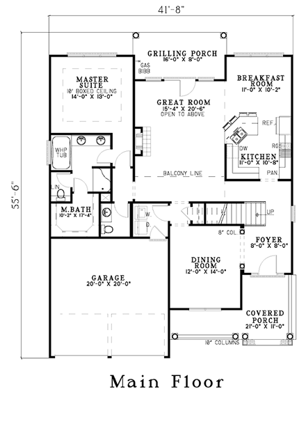 House Plan 62255 with 4 Beds, 3 Baths, 2 Car Garage First Level Plan