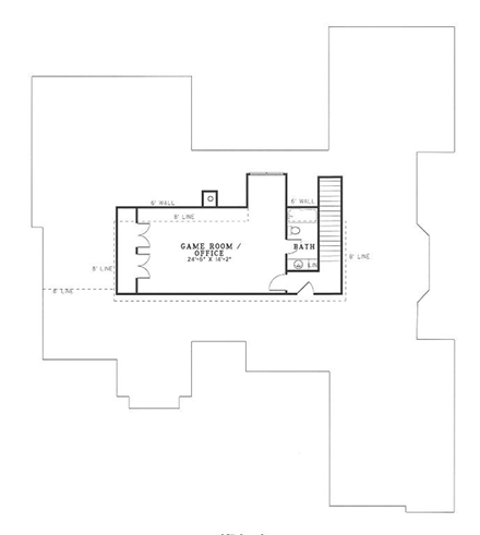 House Plan 62274 with 4 Beds, 5 Baths, 2 Car Garage Second Level Plan