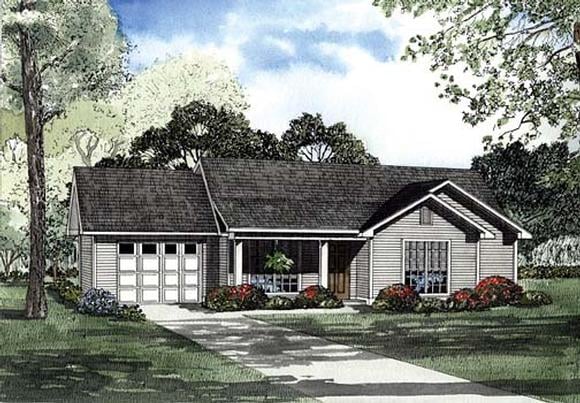Ranch, Traditional House Plan 62276 with 3 Beds, 2 Baths, 1 Car Garage Elevation