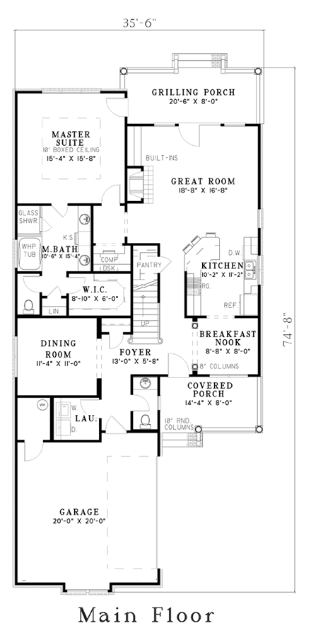 House Plan 62305 with 3 Beds, 3 Baths, 2 Car Garage First Level Plan