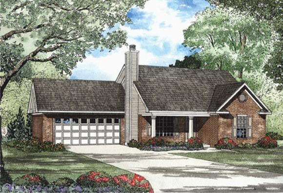 One-Story House Plan 62309 with 2 Beds, 2 Baths, 2 Car Garage Elevation