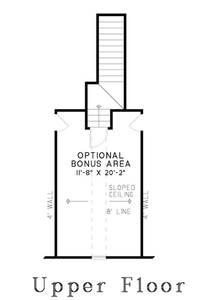 House Plan 62320 with 3 Beds, 2 Baths, 2 Car Garage Second Level Plan