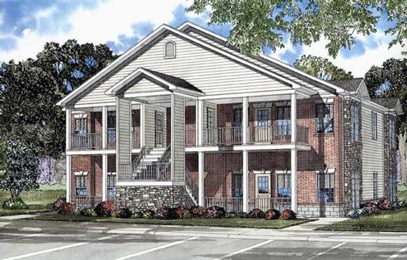 Southern, Traditional Multi-Family Plan 62322 with 12 Beds, 8 Baths Elevation