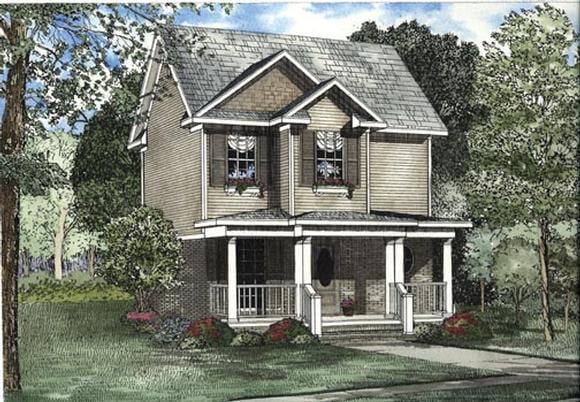 Narrow Lot House Plan 62323 with 2 Beds, 3 Baths Elevation