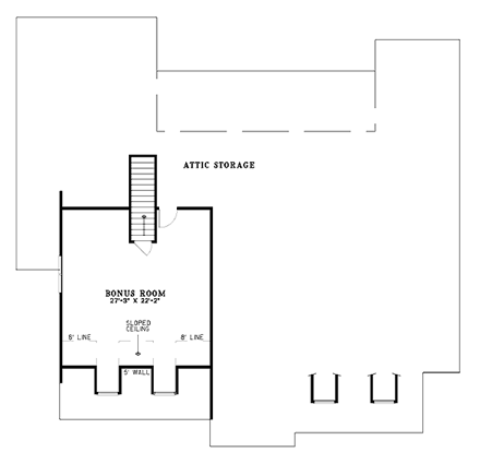 House Plan 62324 with 4 Beds, 3 Baths, 2 Car Garage Second Level Plan