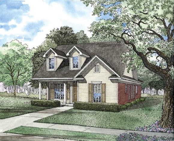 Narrow Lot, One-Story House Plan 62327 with 3 Beds, 2 Baths, 2 Car Garage Elevation