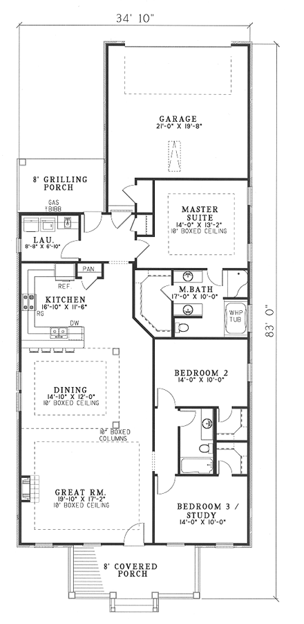 House Plan 62330 with 3 Beds, 2 Baths, 2 Car Garage First Level Plan