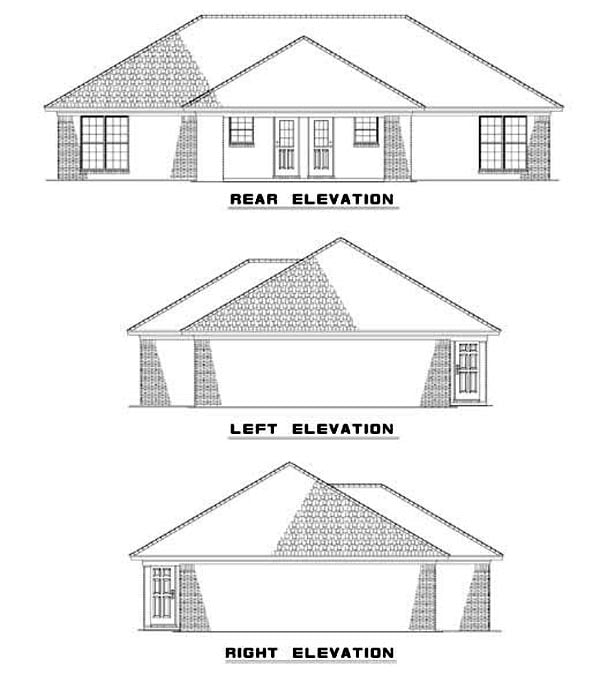 One-Story Multi-Family Plan 62336 with 4 Beds, 2 Baths Rear Elevation
