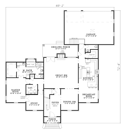 House Plan 62337 - Traditional Style with 2922 Sq Ft, 4 Bed, 3 Ba