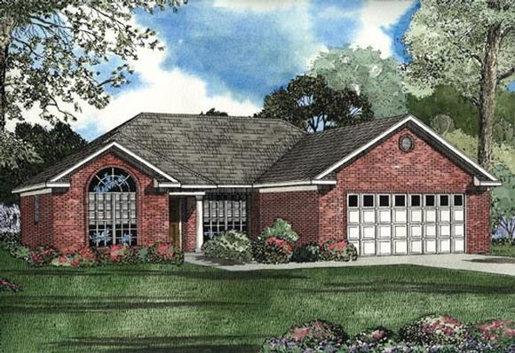 Narrow Lot House Plan 62340 with 3 Beds, 2 Baths, 2 Car Garage Elevation