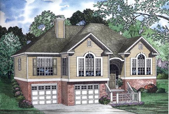 One-Story House Plan 62342 with 3 Beds, 2 Baths, 2 Car Garage Elevation