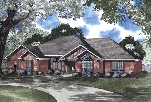 One-Story House Plan 62346 with 4 Beds, 3 Baths, 2 Car Garage Elevation