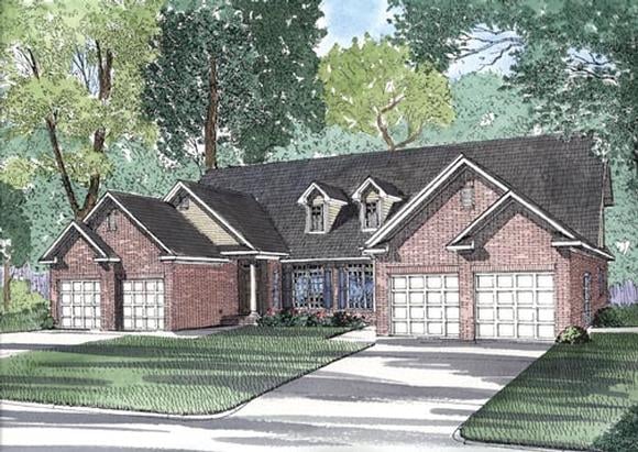 Multi-Family Plan 62348 with 6 Beds, 6 Baths, 4 Car Garage Elevation