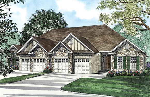 Multi-Family Plan 62349 with 6 Beds, 4 Baths, 4 Car Garage Elevation