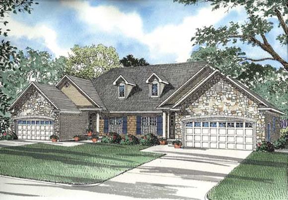 Multi-Family Plan 62358 with 6 Beds, 4 Baths, 4 Car Garage Elevation