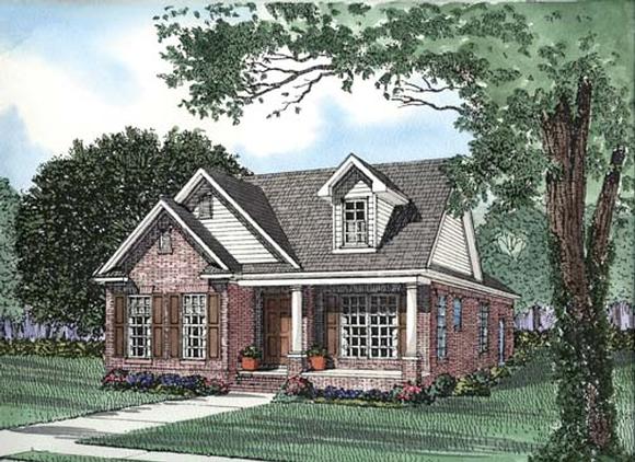 Narrow Lot, One-Story House Plan 62359 with 3 Beds, 2 Baths, 2 Car Garage Elevation
