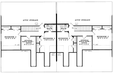 Traditional Multi-Family Plan 62360 with 6 Beds, 6 Baths, 4 Car Garage Second Level Plan