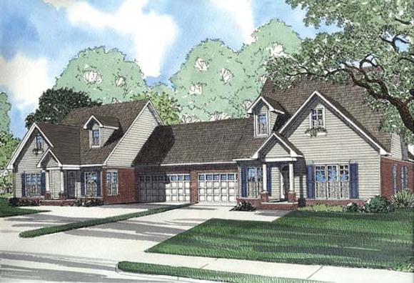 Multi-Family Plan 62362 with 6 Beds, 6 Baths, 4 Car Garage Elevation