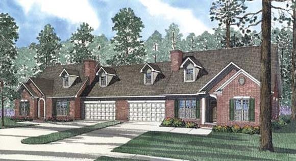 Multi-Family Plan 62363 with 6 Beds, 8 Baths, 4 Car Garage Elevation