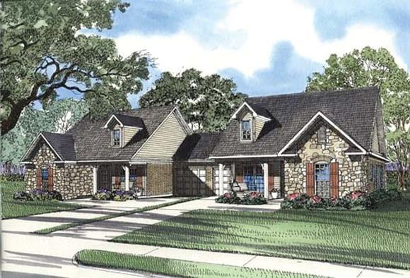 One-Story Multi-Family Plan 62371 with 6 Beds, 4 Baths, 2 Car Garage Elevation