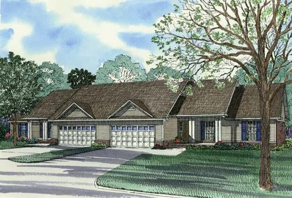 One-Story, Ranch Multi-Family Plan 62376 with 6 Beds, 4 Baths, 4 Car Garage Elevation