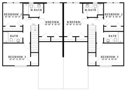 Traditional Multi-Family Plan 62377 with 6 Beds, 6 Baths, 2 Car Garage Second Level Plan