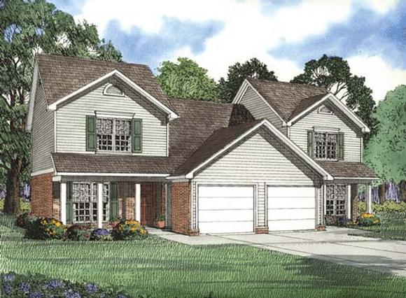Traditional Multi-Family Plan 62377 with 6 Beds, 6 Baths, 2 Car Garage Elevation
