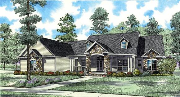 Country, Southern, Traditional House Plan 62383 with 4 Beds, 4 Baths, 4 Car Garage Elevation