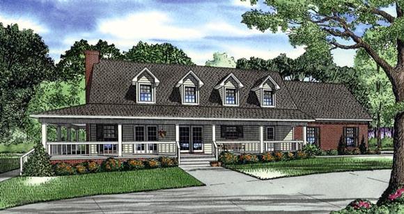 Country, Farmhouse, Southern House Plan 62389 with 3 Beds, 3 Baths, 2 Car Garage Elevation