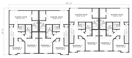 Multi-Family Plan 62390 with 12 Beds, 12 Baths, 8 Car Garage Second Level Plan