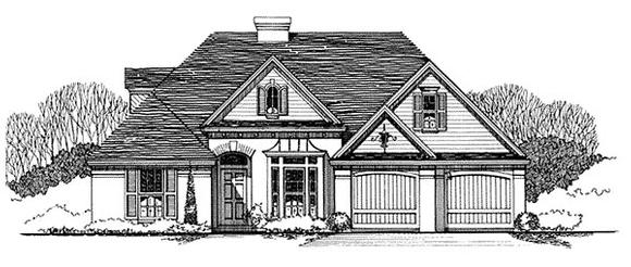 Traditional House Plan 62404 with 3 Beds, 2 Baths Elevation