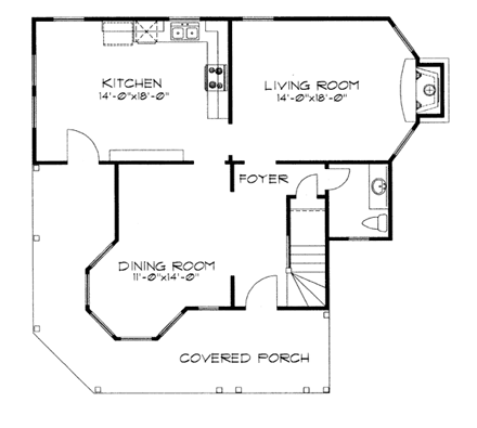 Victorian House Plan 62408 with 3 Beds, 3 Baths First Level Plan