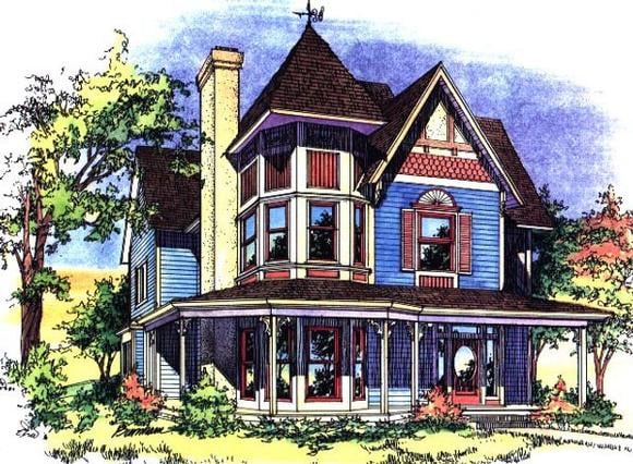 Victorian House Plan 62410 with 3 Beds, 3 Baths Elevation