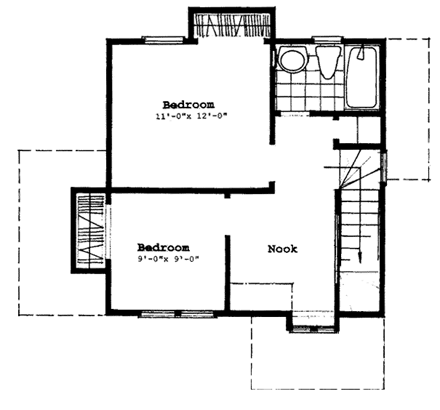 Cottage House Plan 62413 with 2 Beds, 2 Baths Second Level Plan