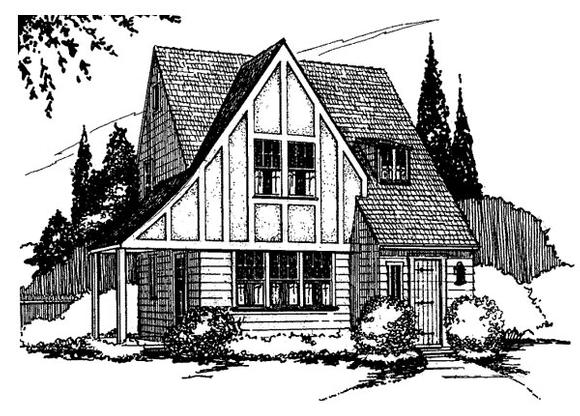 Cottage House Plan 62413 with 2 Beds, 2 Baths Elevation