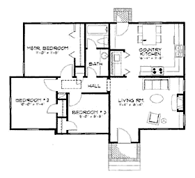 Victorian House Plan 62416 with 3 Beds, 1 Baths First Level Plan