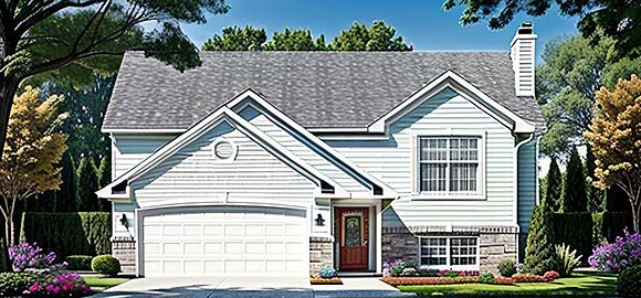 Narrow Lot, One-Story, Traditional House Plan 62500 with 2 Beds, 1 Baths, 2 Car Garage Elevation