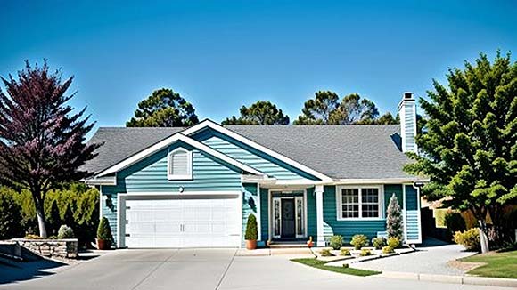One-Story, Traditional House Plan 62503 with 2 Beds, 1 Baths, 2 Car Garage Elevation