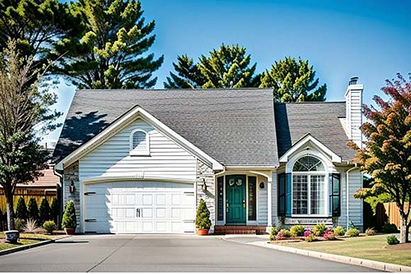 Narrow Lot, One-Story, Traditional House Plan 62510 with 2 Beds, 2 Baths, 2 Car Garage Elevation