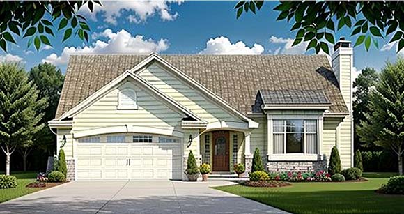 Traditional House Plan 62514 with 2 Beds, 2 Baths, 2 Car Garage Elevation