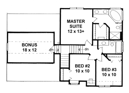 Contemporary House Plan 62557 with 3 Beds, 3 Baths, 2 Car Garage Second Level Plan