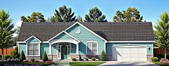 One-Story, Traditional House Plan 62602 with 5 Beds, 3 Baths, 2 Car Garage Elevation