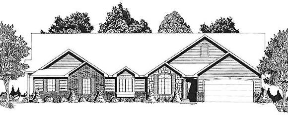 One-Story, Traditional Multi-Family Plan 62604 with 2 Beds, 2 Baths, 2 Car Garage Elevation