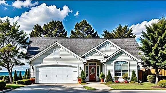 Traditional House Plan 62605 with 2 Beds, 2 Baths, 2 Car Garage Elevation