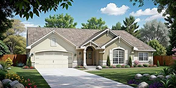 Ranch, Traditional House Plan 62622 with 2 Beds, 2 Baths, 2 Car Garage Elevation