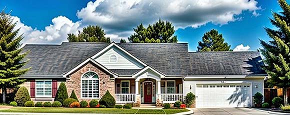 Ranch, Traditional House Plan 62624 with 3 Beds, 2 Baths, 2 Car Garage Elevation