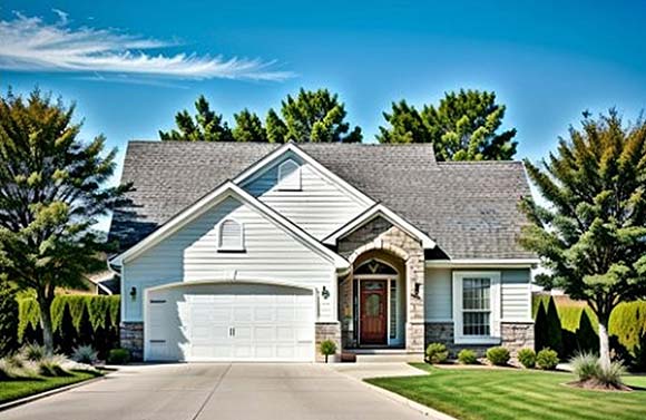 Traditional House Plan 62628 with 2 Beds, 1 Baths, 2 Car Garage Elevation