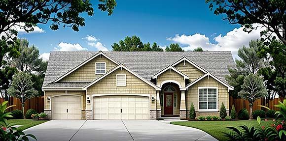 Traditional House Plan 62642 with 2 Beds, 2 Baths, 3 Car Garage Elevation