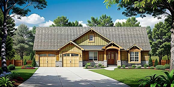 Traditional House Plan 62645 with 3 Beds, 2 Baths, 3 Car Garage Elevation