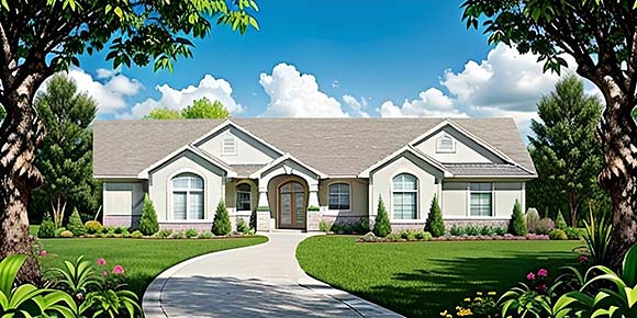 Traditional House Plan 62648 with 3 Beds, 2 Baths, 2 Car Garage Elevation